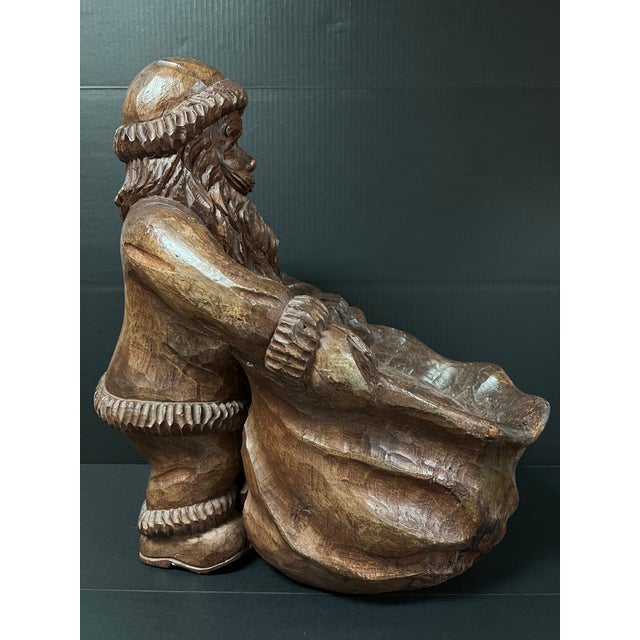 Vintage Large Carved Solid Hardwood Paper Mache Mold Santa Claus Sculpture For Sale In New York - Image 6 of 10