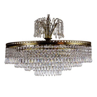 Brass and Lead Crystal 5-Light Chandelier by Joska Bodenmais, 1970s For Sale