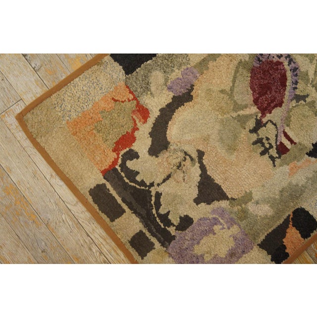 Pretty Antique American Hooked Rug With Ivory Ground Color in a Geometric Design For Sale - Image 10 of 12