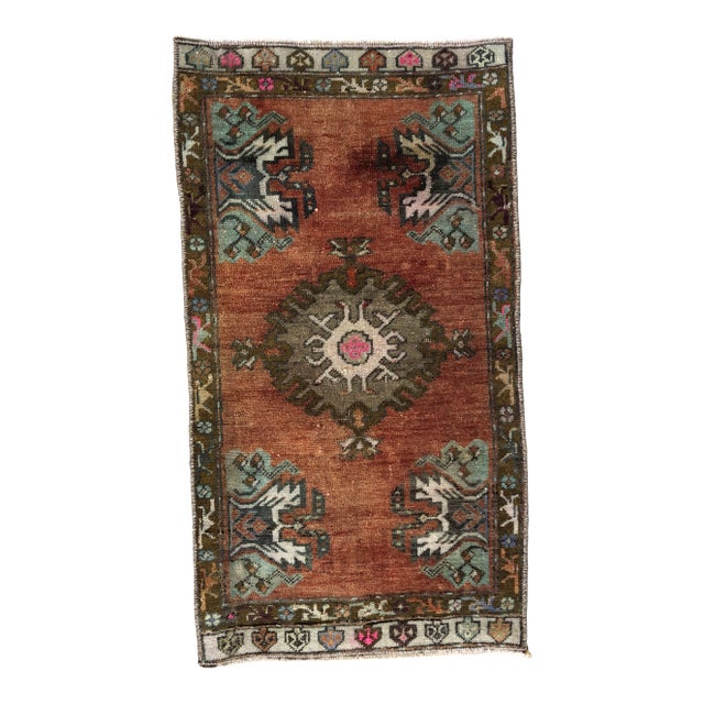 1960s Geometric Design Handmade Area Rug For Sale