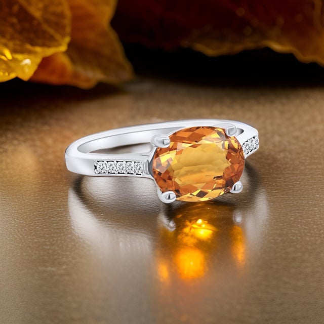 2010s Natural Orange Sapphire Diamond Ring 6.75 14k W Gold 2.6 TCW Certified For Sale - Image 5 of 18