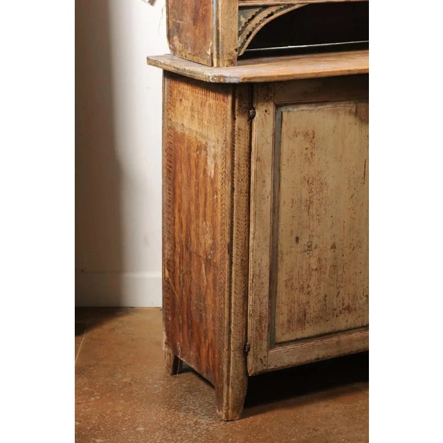Swedish 1780s Gustavian Period Two-Part Tall Cabinet with Original Paint For Sale - Image 9 of 13