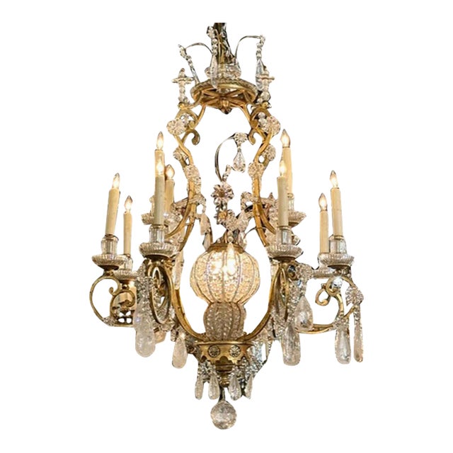 French Maison Bagues Rock Crystal Chandelier For Sale