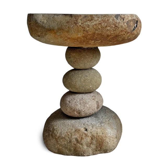 River Rock Stack Outdoor Side Table Stool For Sale - Image 4 of 7