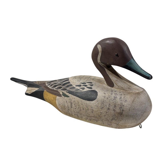 Vintage 20th Century Hand Carved & Painted Old Pintail Duck Decoy Signed For Sale In New York - Image 6 of 8