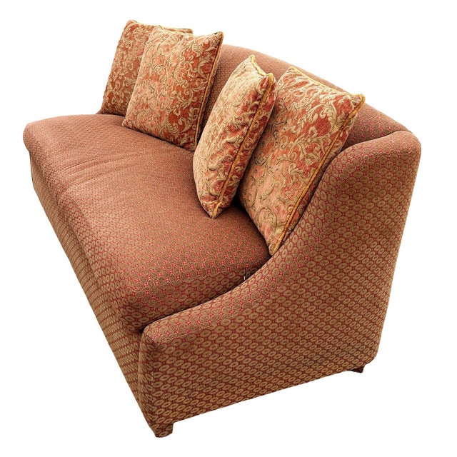 1990s Modern Banquette Italian W/ Burgundy Olive Diamond Print Upholstery For Sale - Image 4 of 7