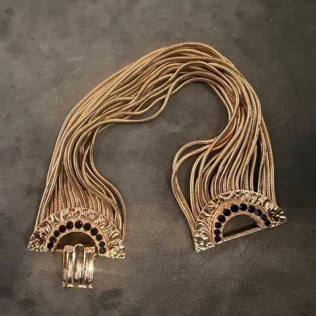 Gold 2000s Art Deco Style Women's Costume Jewelry Italian Vintage Bracelet For Sale - Image 8 of 10