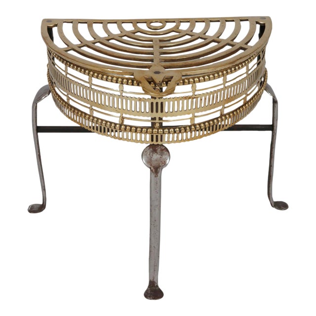 Antique Brass and Iron Half-Round Trivet For Sale