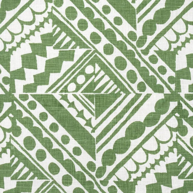 Abstract SAMPLE - Schumacher X Drusus Tabor Topsy Turvy Fabric In Green For Sale - Image 3 of 4