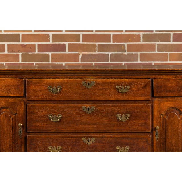 Wood 19th Century English Oak Buffet with Five Drawers and Two Doors For Sale - Image 7 of 12