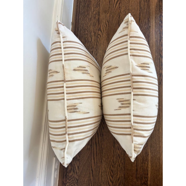 Schumacher Mark Sikes Santa Barbera Ikat Pillow Covers With Welt, a Pair For Sale - Image 4 of 5