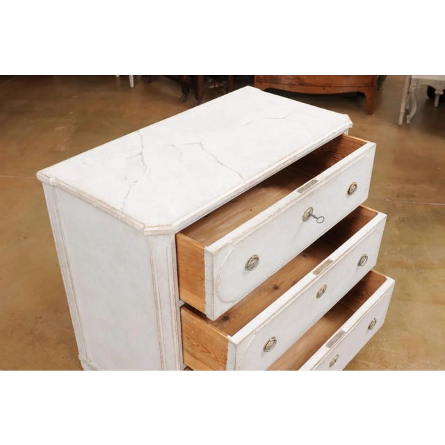 Swedish Gustavian Style 19th Century Three-Drawer Chest with Marbleized Top For Sale - Image 9 of 12