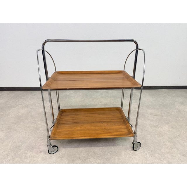 1970s Mid-Century Dinett Folding Serving Cart from Bremshey & Co., 1970s For Sale - Image 5 of 10