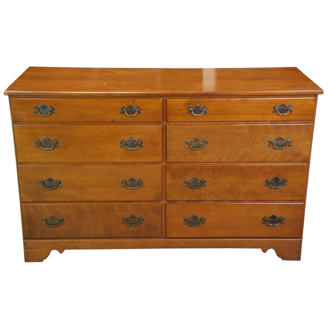 American Baumritter Ethan Allen Heirloom American Maple Mirrored Dresser Chest of Drawer For Sale - Image 3 of 13