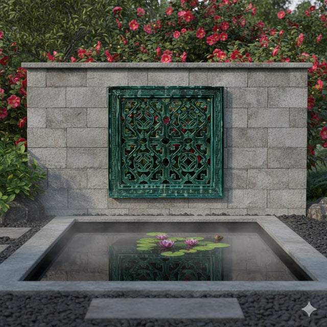 Large Chinese Oriental Green Glaze Square Ru Yi Clay Tile For Sale - Image 11 of 12