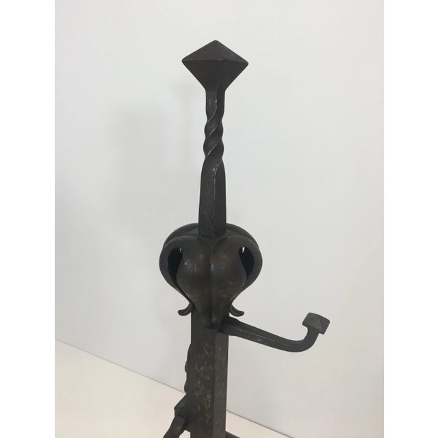 Gothic Wrought Iron Andirons, French, circa 1900 - A Pair For Sale - Image 3 of 13