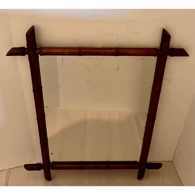 1930s Framed Antique Faux Bamboo Mirror For Sale - Image 9 of 12