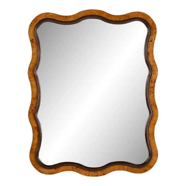 Cooper Classics x Park and Oak Arabella Wavy Burl Wall Mirror For Sale