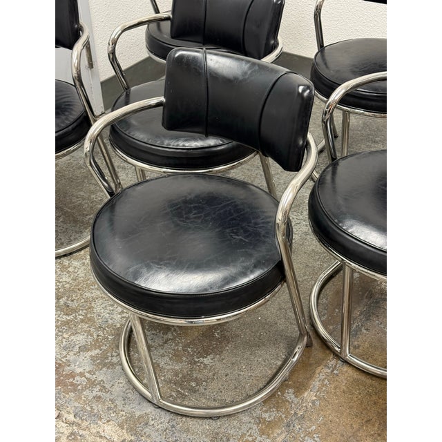 Chrome Late 20th Century Attribute to Donald Deskey French Art Deco Table + Eight Chairs Set For Sale - Image 8 of 12
