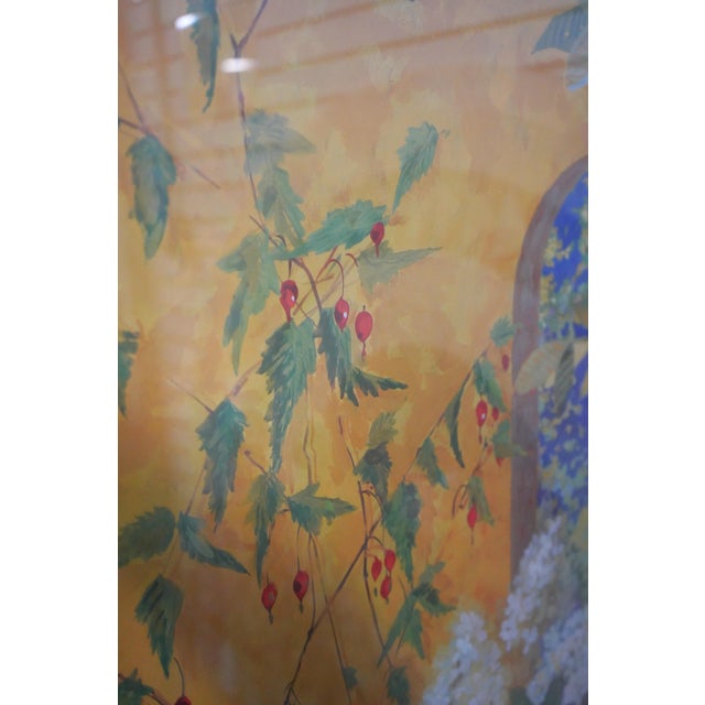 Gold Pair of Large Framed Garden Scene Prints Signed For Sale - Image 8 of 9