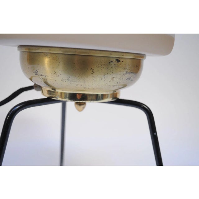 Vintage Italian Tripod Table Lamp With Murano Frosted Glass "Swirl" Shade For Sale - Image 10 of 12