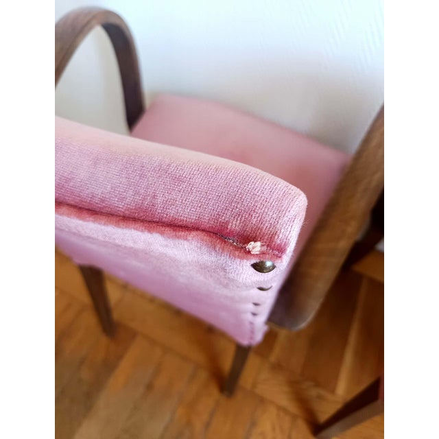 Art Deco Pink Velvet Moustache Armchairs, 1940s, Set of 2 For Sale - Image 9 of 11