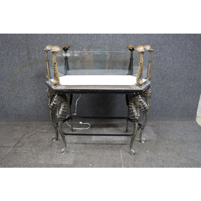 Jewel Aquarium Co. Bronze Seahorse, Dolphin & Clam Aquarium For Sale - Image 13 of 13