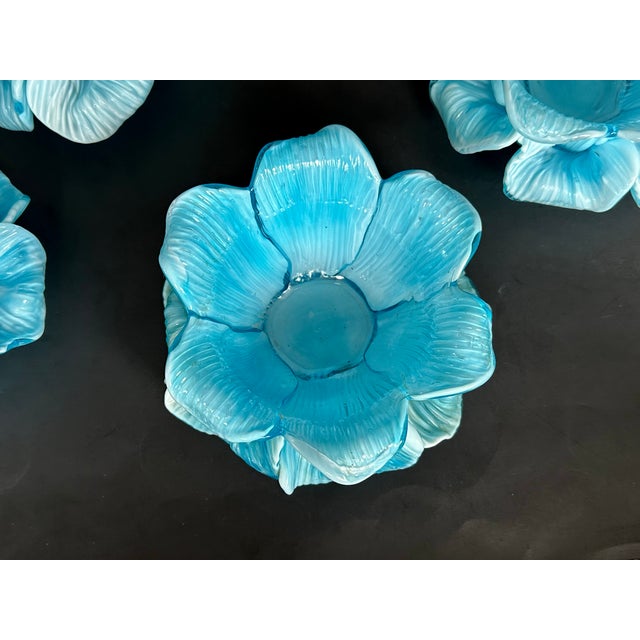 1950s Fratelli Toso Italian Murano Glass Flower Petal Bowl Candle Votive Holders For Sale - Image 5 of 18
