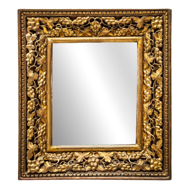 19th Century Gilt Wall Mirror with Grape Motif, Italy For Sale