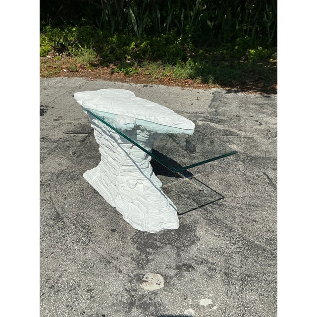 Wood Vintage Boho Plaster Stacked Rock Console Table After Sirmos For Sale - Image 7 of 9