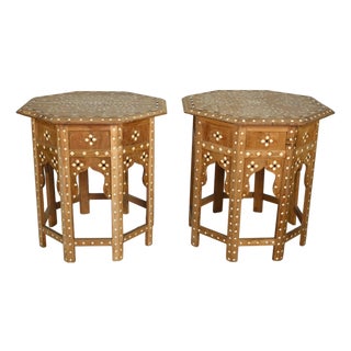 1990s Royal Mandala Inlay Octagonal End Tables - Set of 2 For Sale