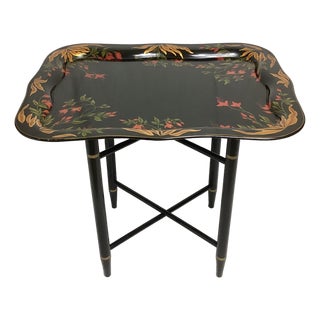 Vintage Hand Painted Floral Tray Table Signed Gv Veghte 1958 For Sale
