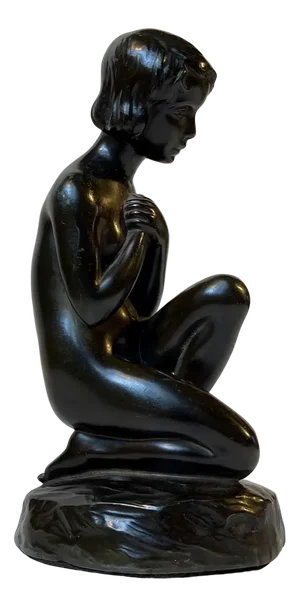 Patinated Sculpture of Young Woman by E. Borch for Just Andersen, 1930s