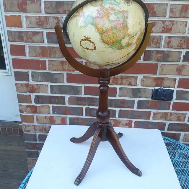 Mid Century Modern Replogle World Globe on Regency Mahogany Stand For Sale - Image 9 of 16