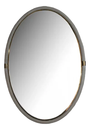Lacquer Wicker and Brass Mirror
