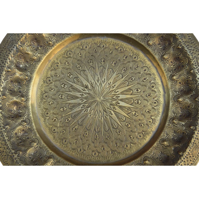 Antique Engraved Moorish-Patterned Brass Tray For Sale In New York - Image 6 of 10