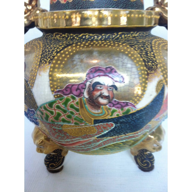 Traditional 3-footed Satsuma Incense Burner form the late 19th century. This stunning porcelain vessel features fine hand-...