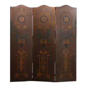 Arts & Crafts Tooled Leather Three Panel Screen 20thC