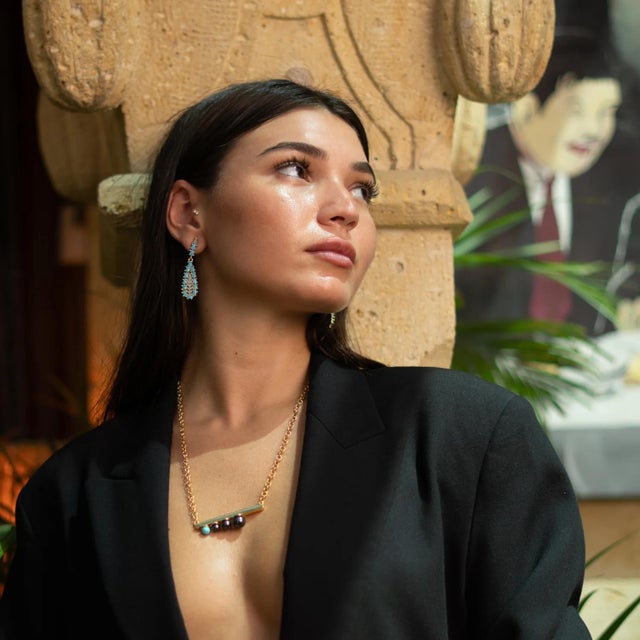 Turquoise Pair of Turquoise Teardrop Earrings For Sale - Image 8 of 10