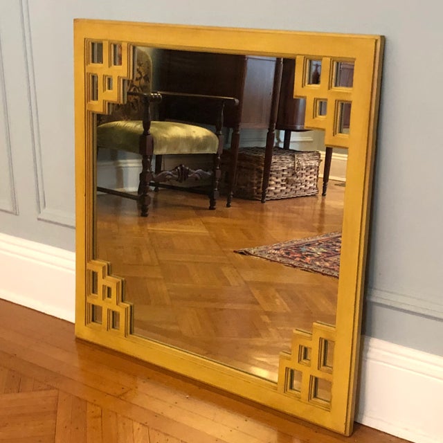 Large Mid-20th Century Asian-Style Wood Fretwork Wall Mirror For Sale - Image 4 of 12