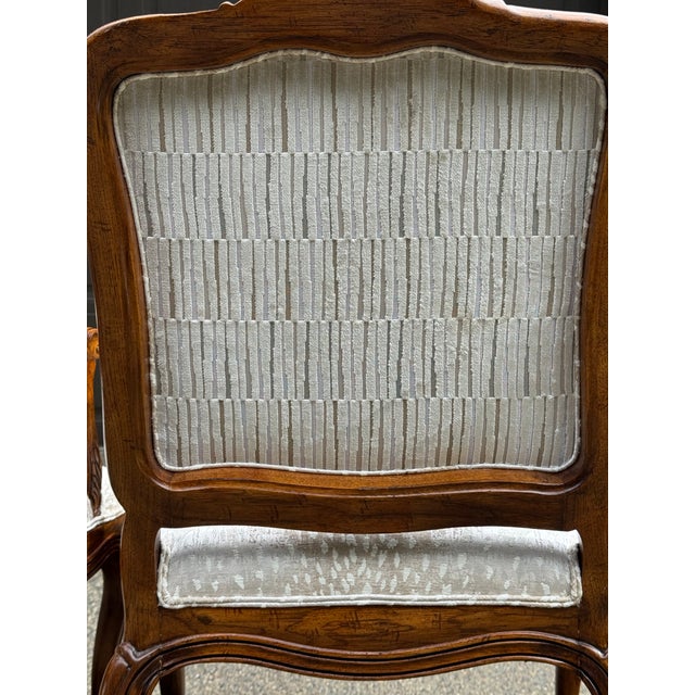 Newly Upholstered Vintage Louis XV French Arm Chairs - A Pair For Sale - Image 11 of 13