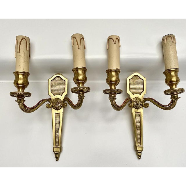 Metal Vintage French Wall Sconces in Gilded Bronze, 1960s, Set of 2 For Sale - Image 7 of 7