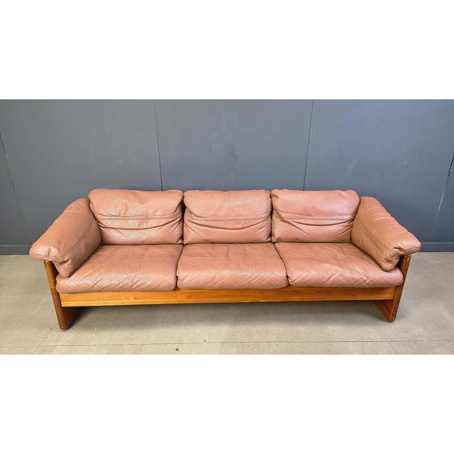 Danish Leather and Teak 3-Seater Sofa from Mikael Laursen, 1970s For Sale - Image 14 of 15