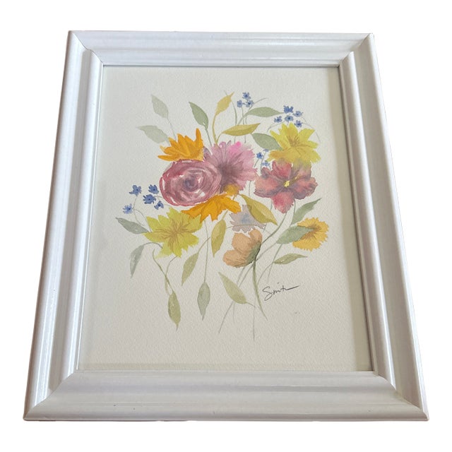 Framed Signed Original Watercolor Botanical by Nancy Smith For Sale