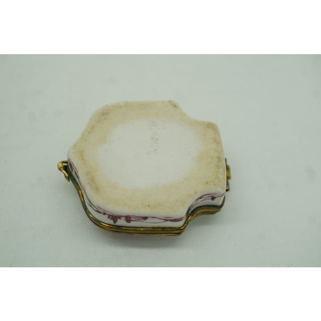 Antique Victorian Porcelain Brass Mount Courting Couple Pill Box 2" For Sale - Image 9 of 13