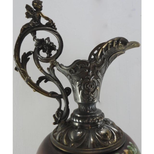 Metal 19th Century French Hand-Painted Porcelain Jardinière For Sale - Image 7 of 9