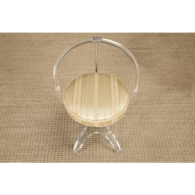 Plastic Charles Hollis Jones Lucite and Chromed Steel Vanity Swivel Stool, C 1970s For Sale - Image 7 of 14