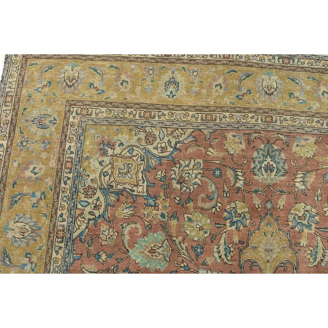 Textile Tabriz Rug 8’6” X 11’5” Red Wool Vintage Distressed Hand-Knotted Carpet For Sale - Image 7 of 15