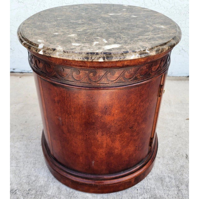 Henredon Style Marble Drum Table For Sale - Image 10 of 11