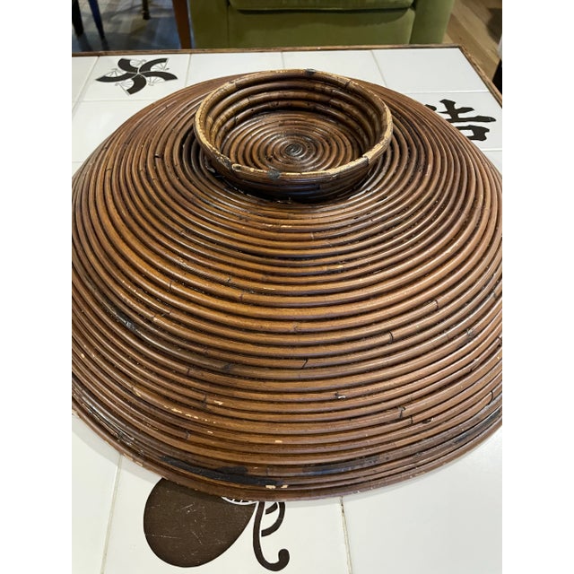 1970s 1970’s Large 20" Crespi Style Pencil Reed Footed Bowl For Sale - Image 5 of 10